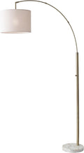 Marble Linen Shade Arc Lamp
