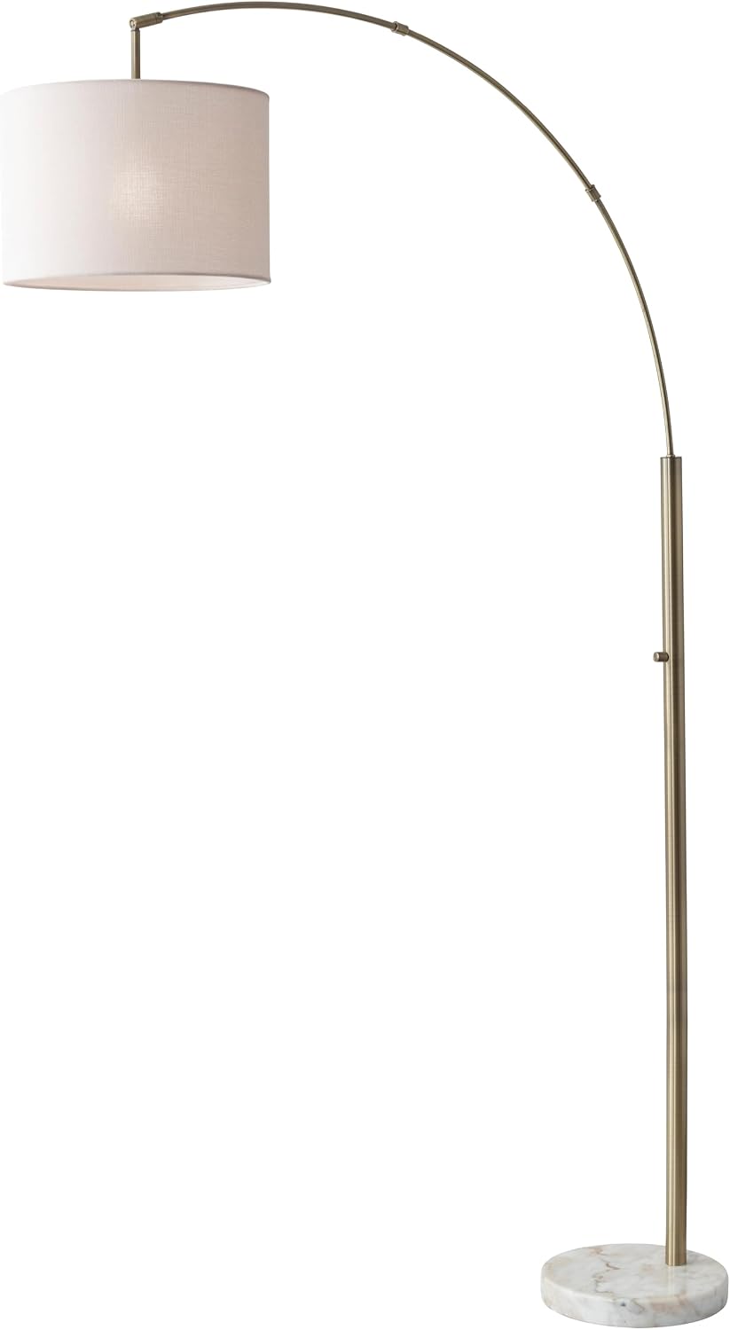 Marble Linen Shade Arc Lamp
