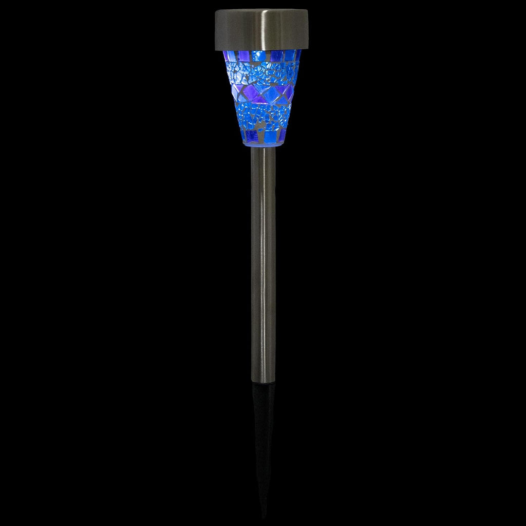 3 Pack Blue Mosaic Solar Pathway Lights