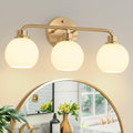 3-Light Brass Milk Glass Globe Vanity Wall Sconce