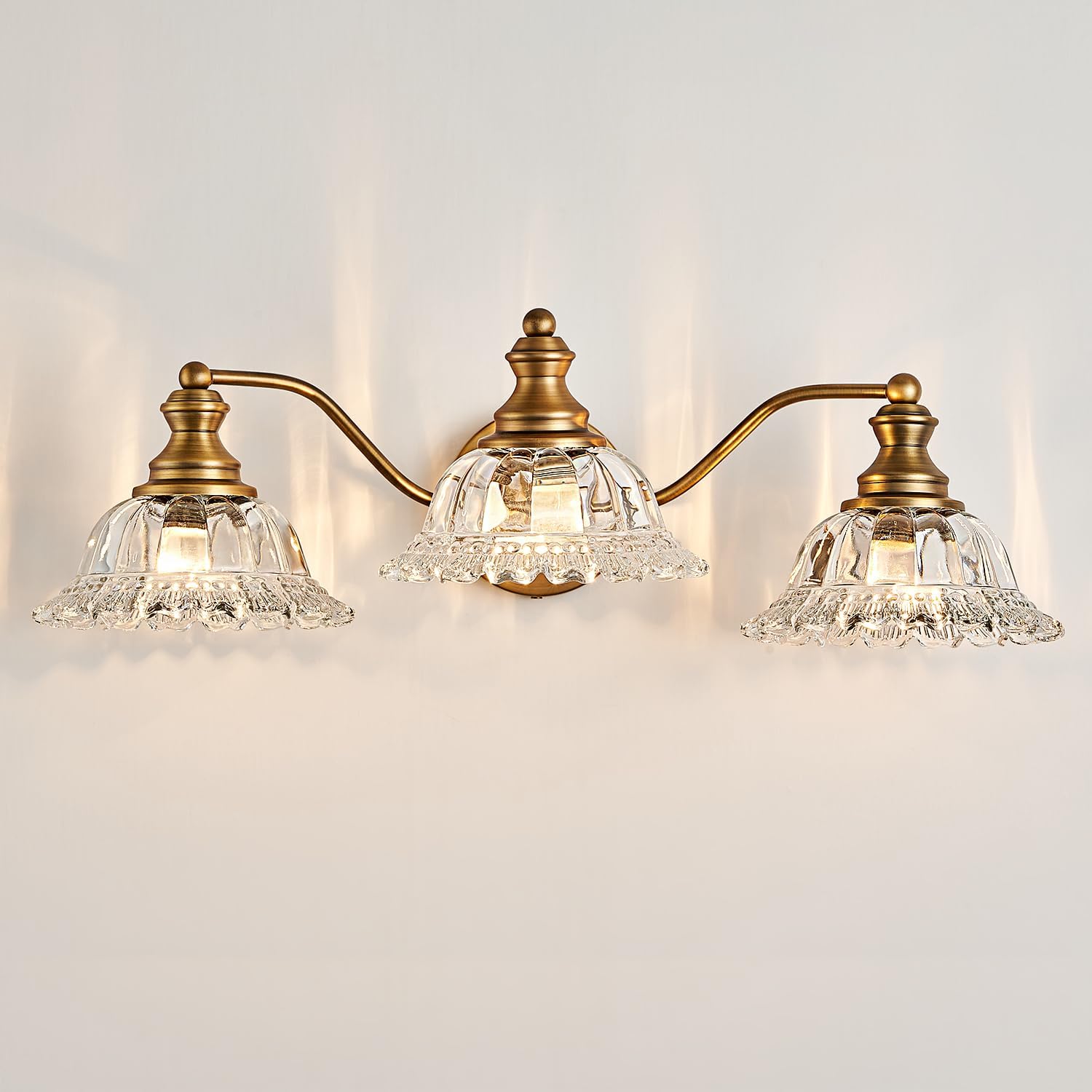 3-Light Matte Antique Brass Vintage Vanity Light