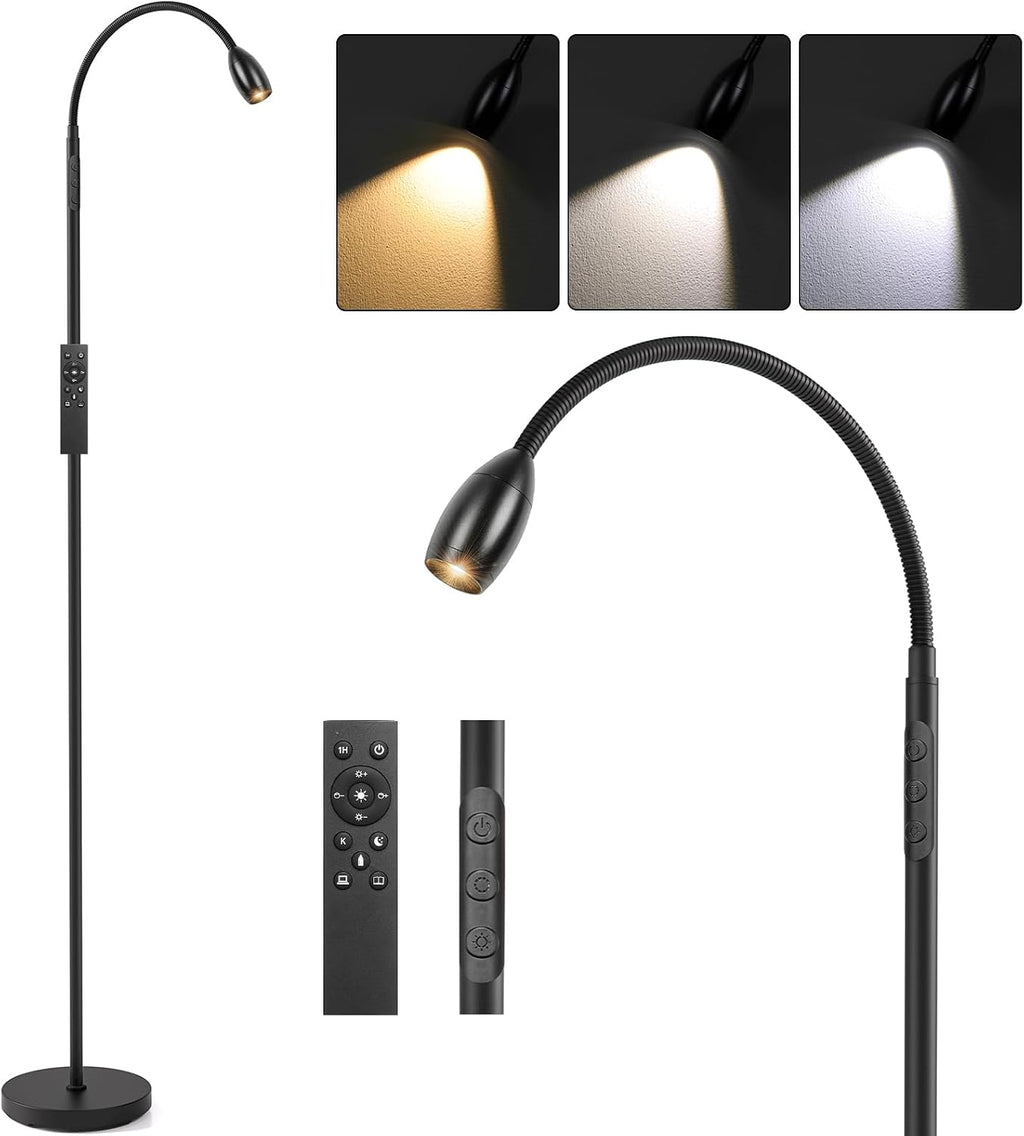Black Zoomable LED Reading Floor Lamp