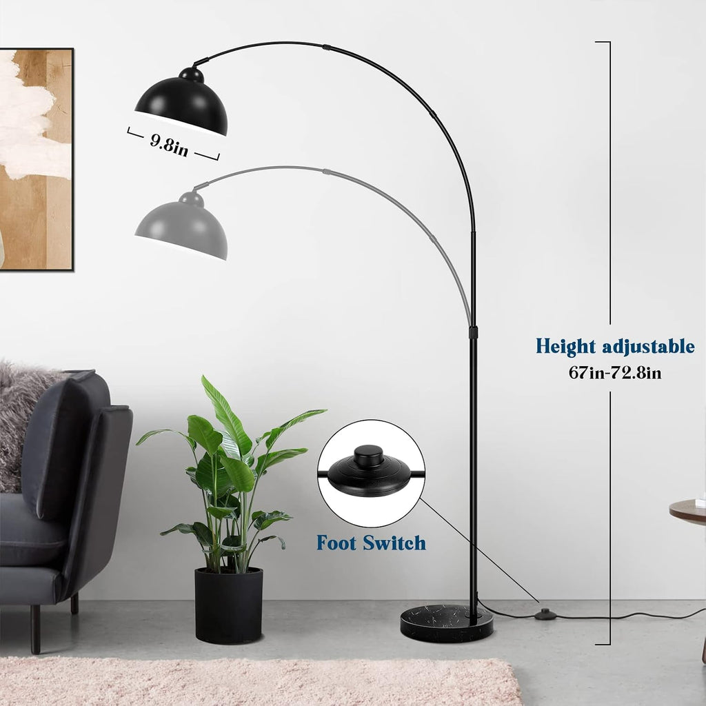 Black Marble Base Arc Floor Lamp