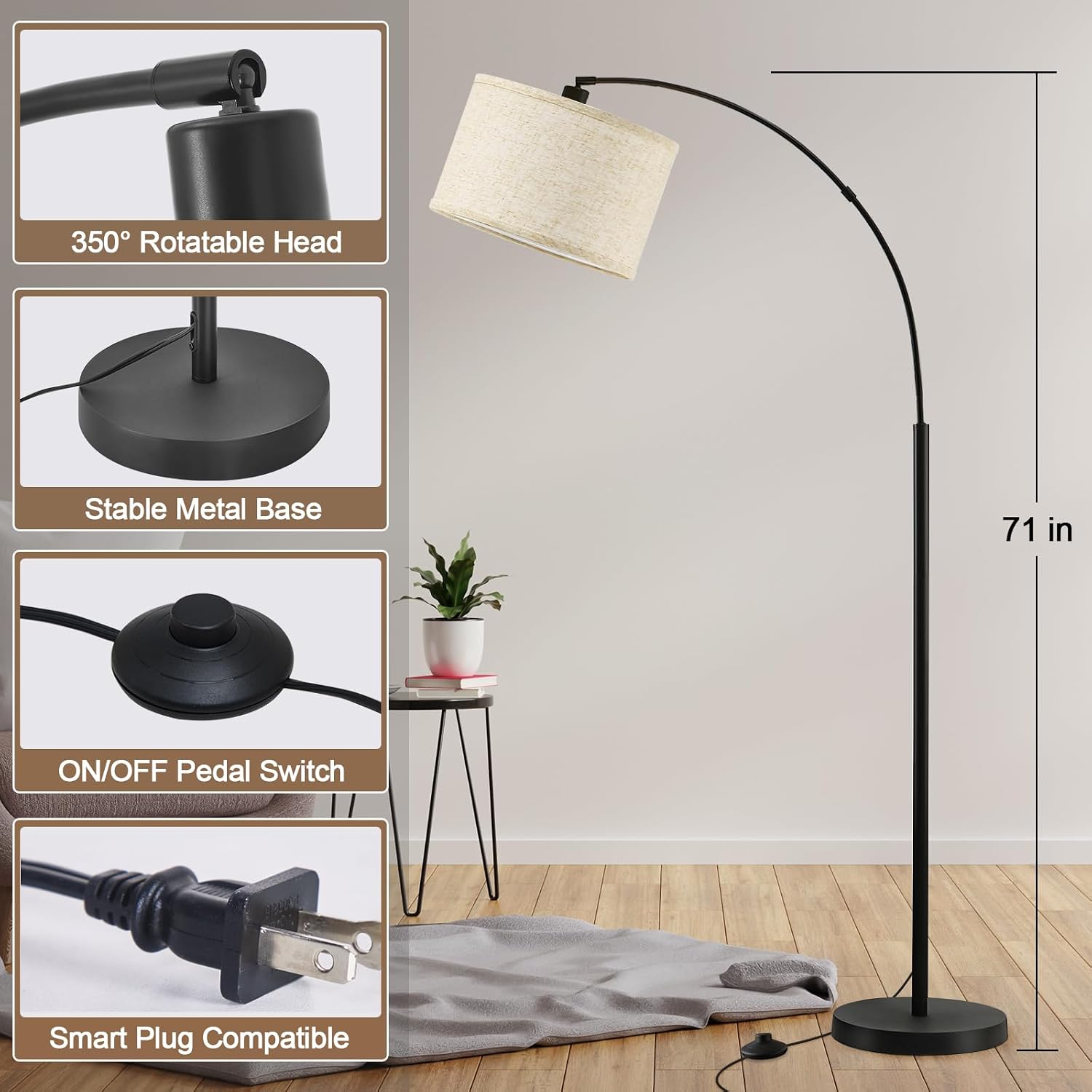 Adjustable Head Arc Floor Lamp