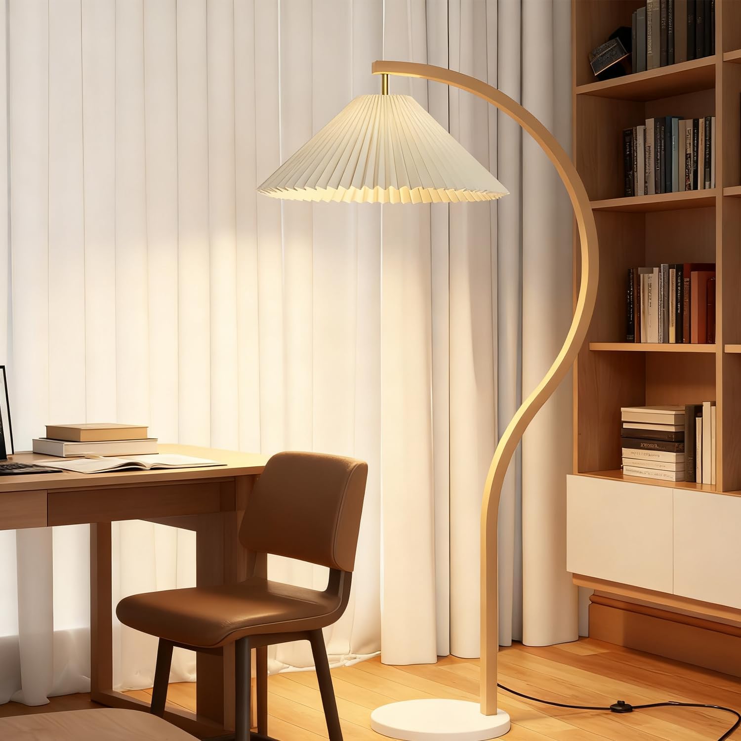 White Fabric Rotatable Arc Lamp