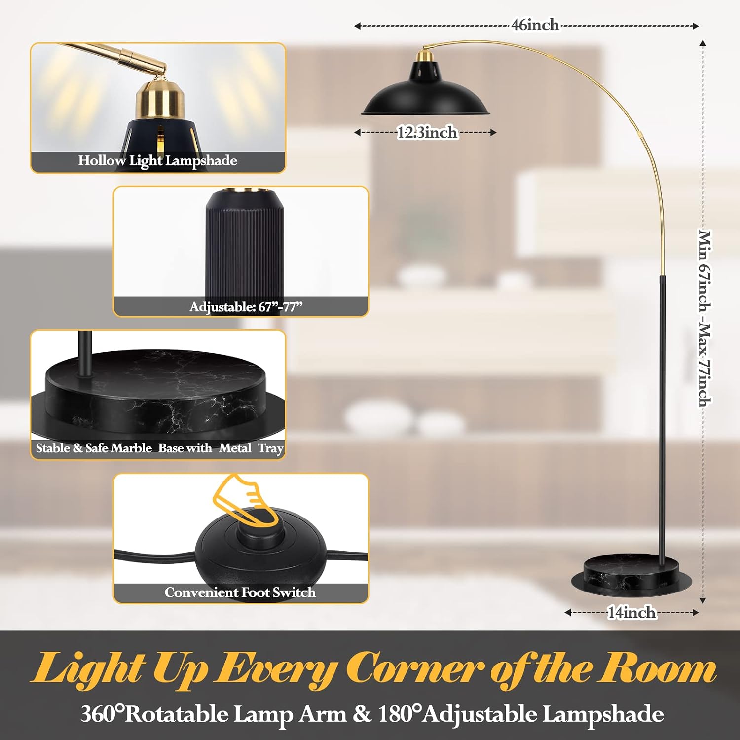 Marble Base Rotatable Arc Lamp