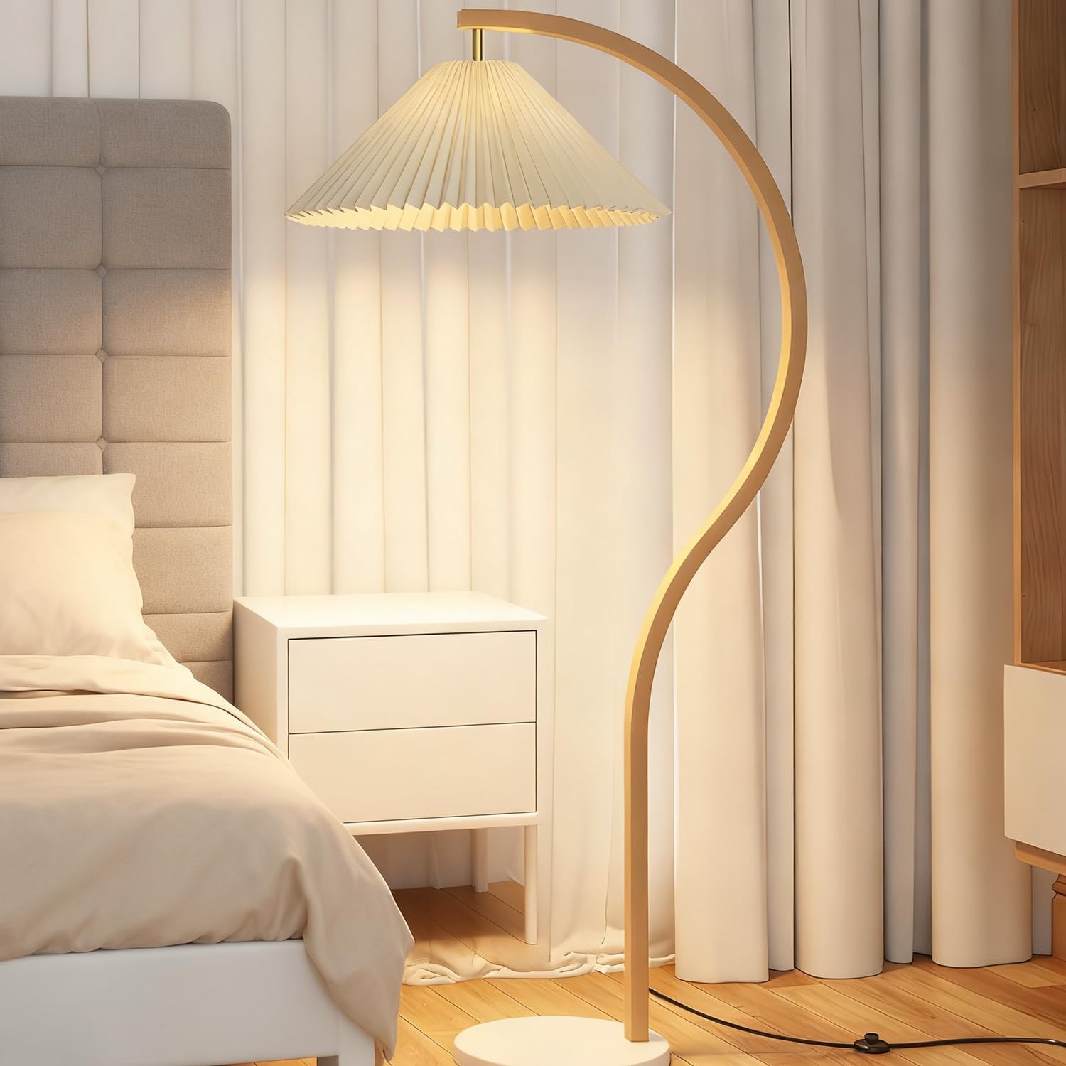 White Fabric Rotatable Arc Lamp