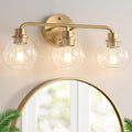 3-Light Brushed Brass Globe Glass Vanity Wall Sconce