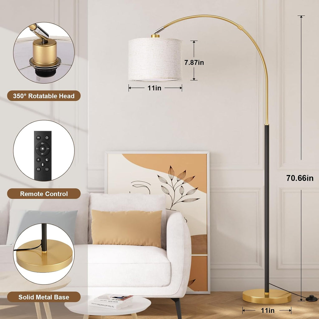 Black Gold Dimmable Arc Lamp