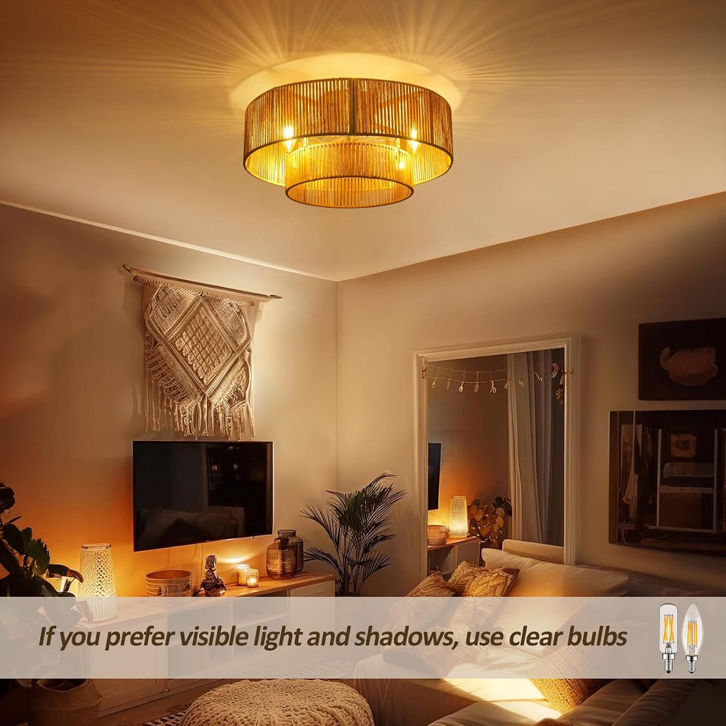 Rattan Boho Ceiling Fan Light