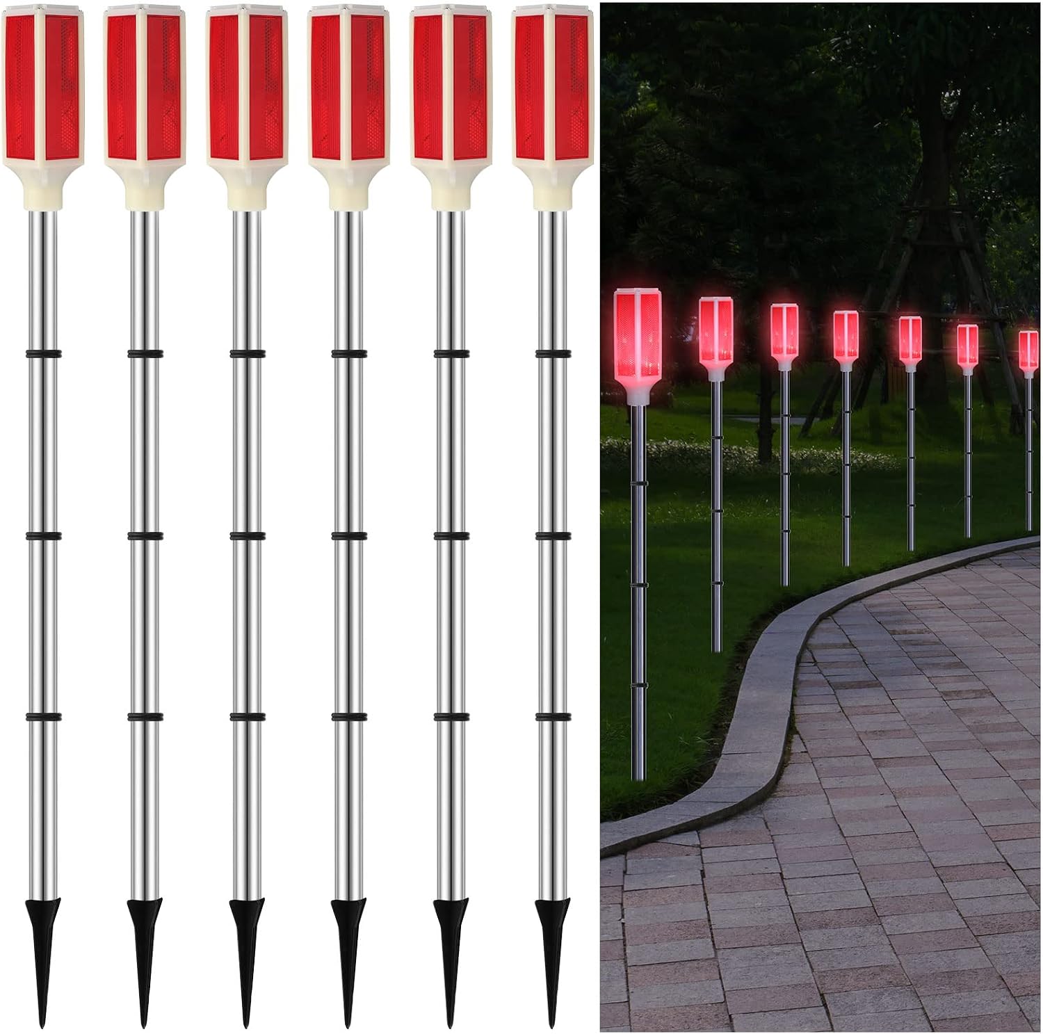 Red Solar Driveway Marker Lights
