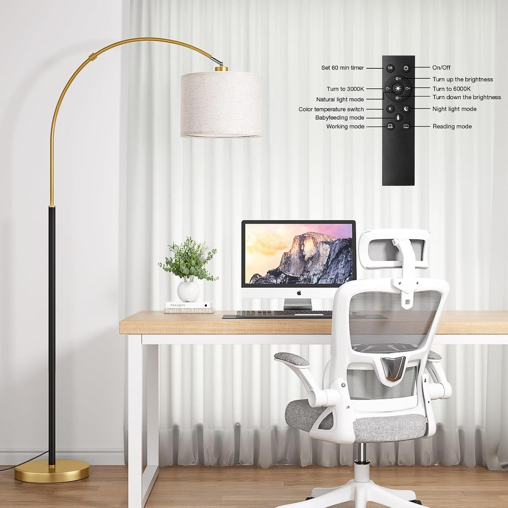 Black Gold Dimmable Arc Lamp