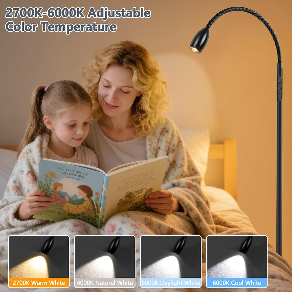 Black Zoomable LED Reading Floor Lamp