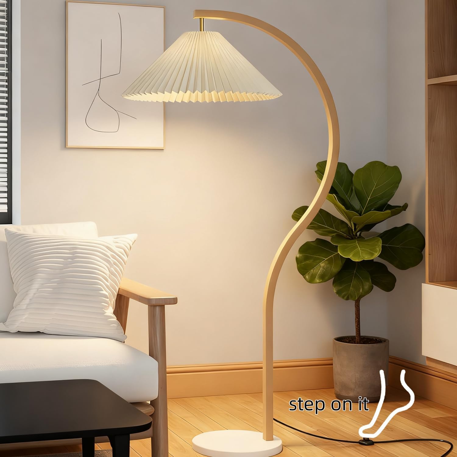 White Fabric Rotatable Arc Lamp