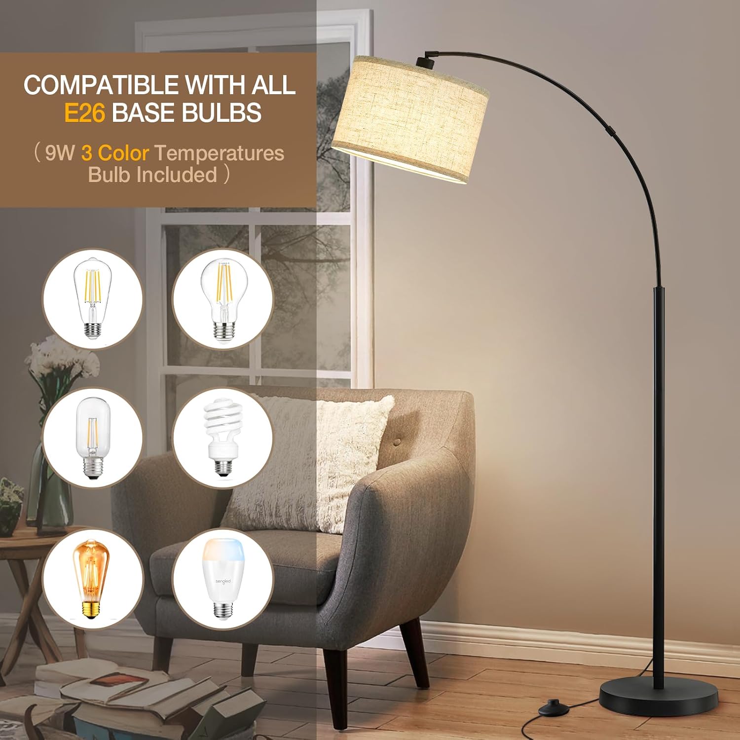 Adjustable Head Arc Floor Lamp