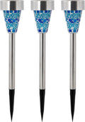 3 Pack Blue Mosaic Solar Pathway Lights
