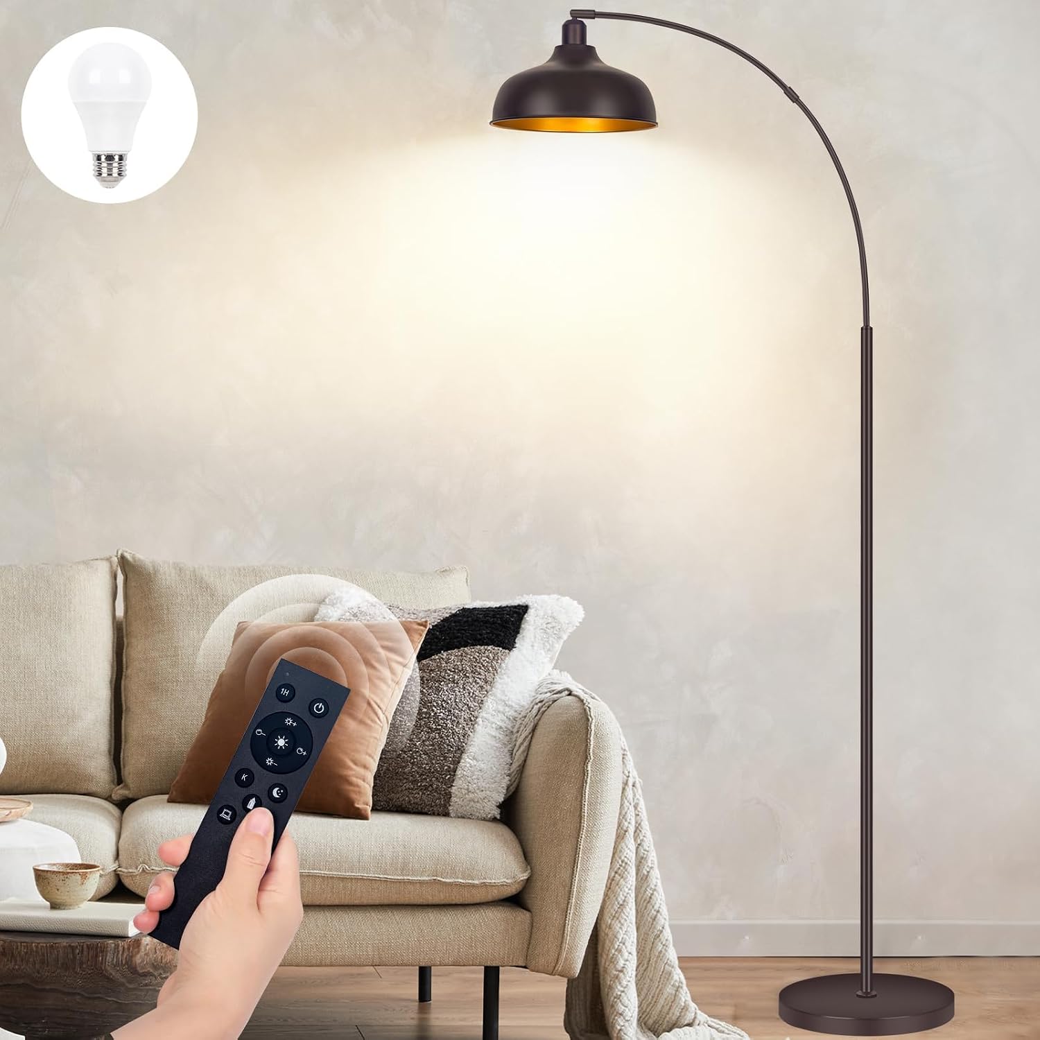 Bronze Dimmable Arc Floor Lamp