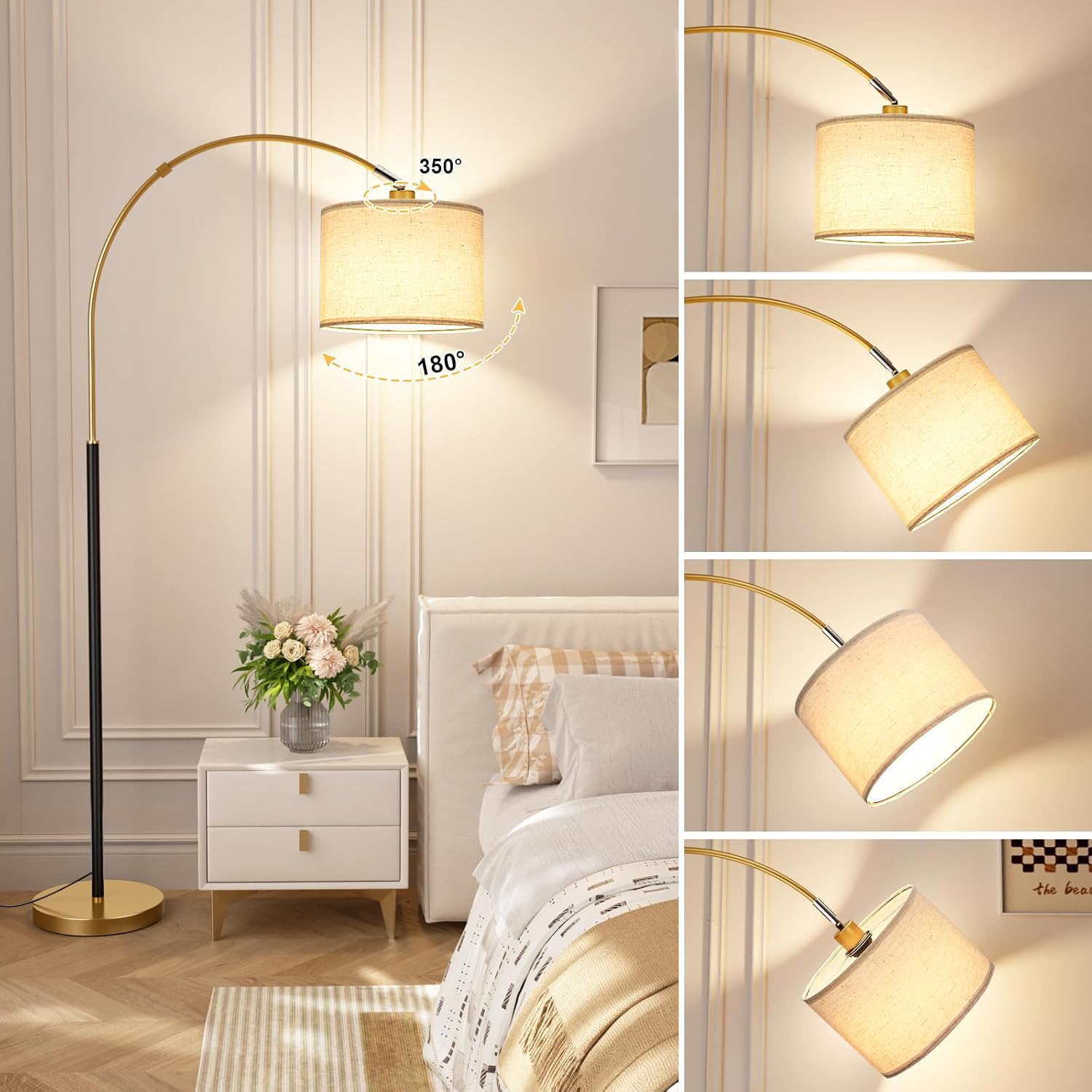 Black Gold Dimmable Arc Lamp
