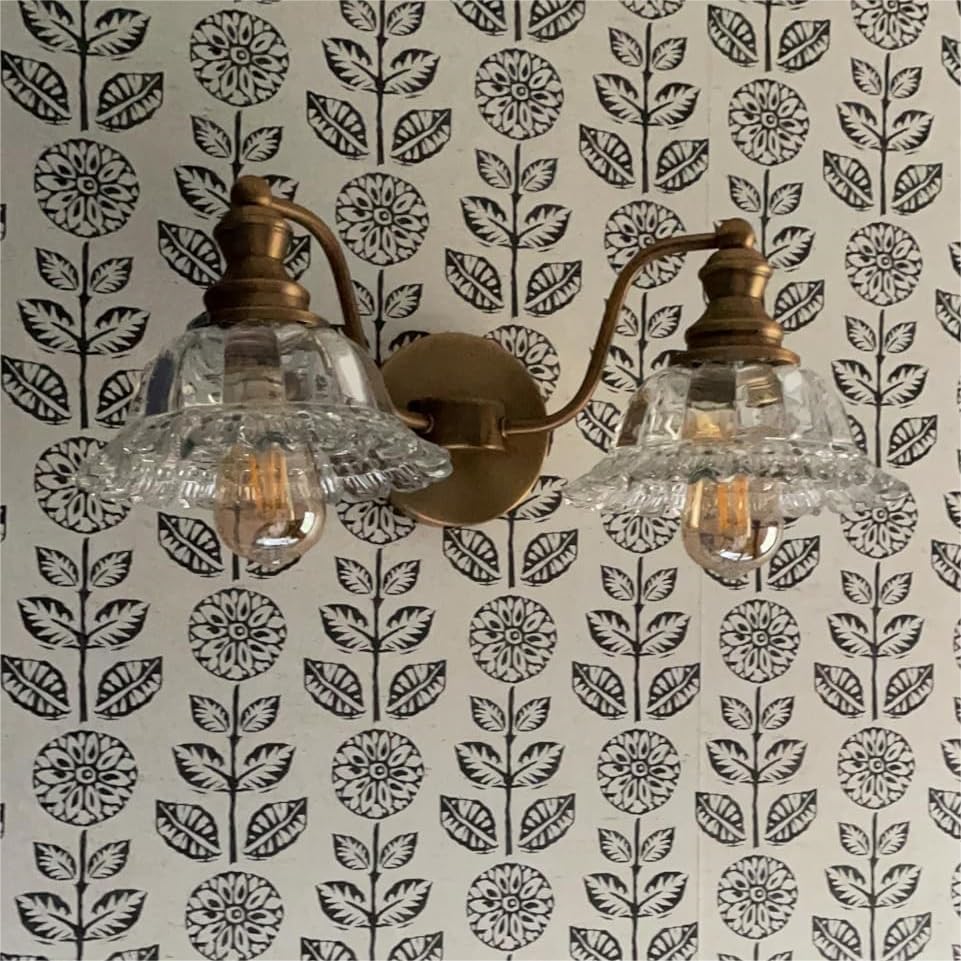 2-Light Brass Vintage Bathroom Vanity Light