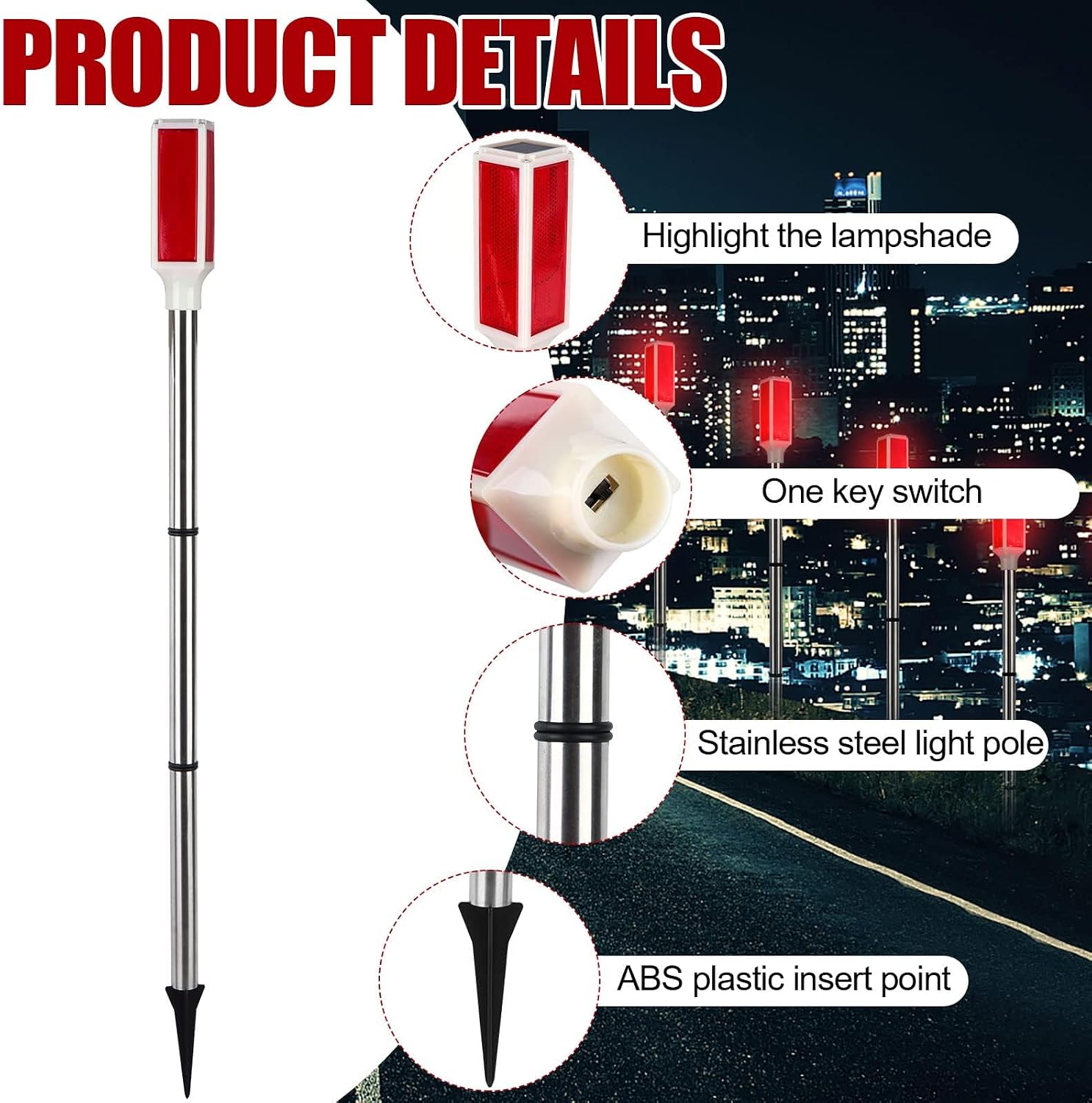 Red Solar Driveway Marker Lights