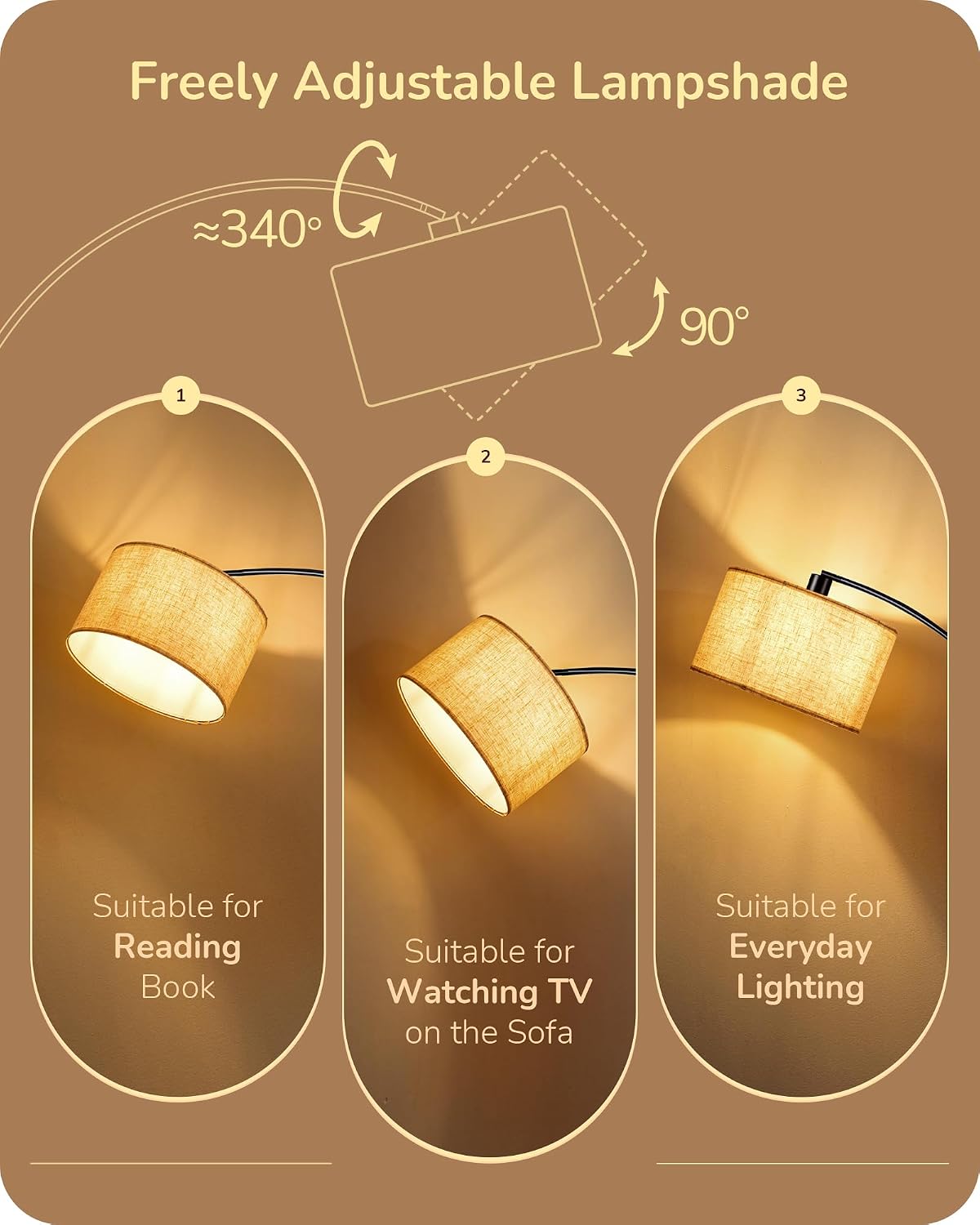 Black Dimmable Arc Floor Lamp