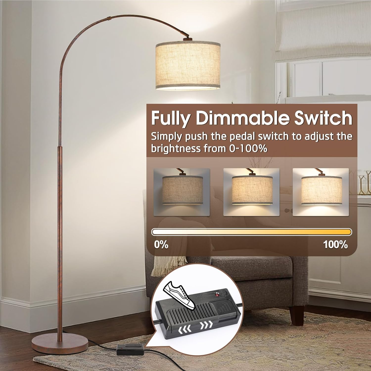 Bronze Adjustable Arc Floor Lamp