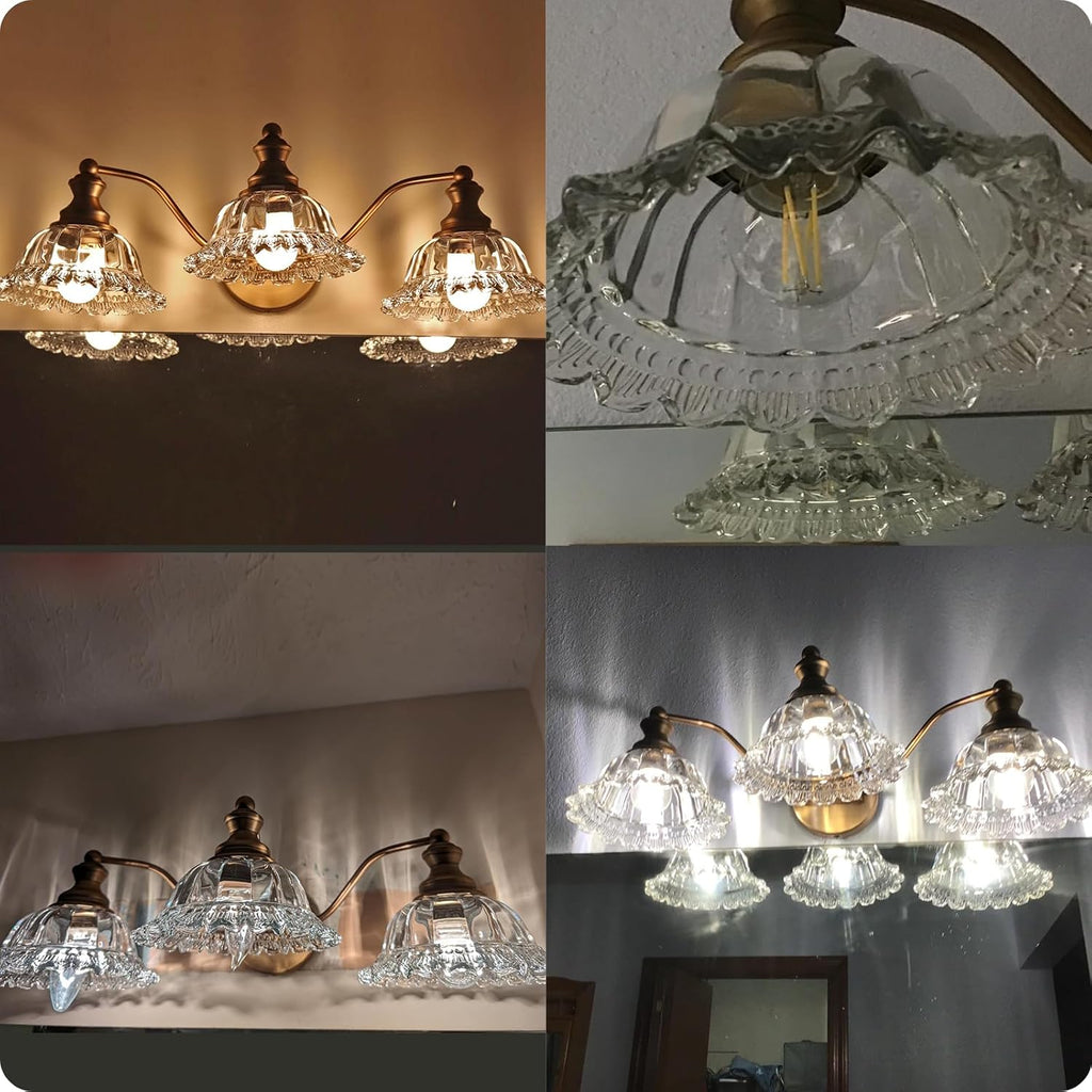 3-Light Matte Antique Brass Vintage Vanity Light