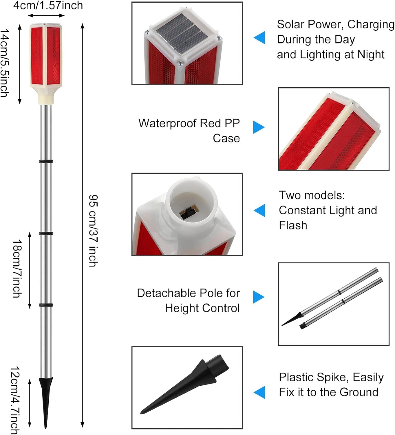Red Solar Driveway Marker Lights