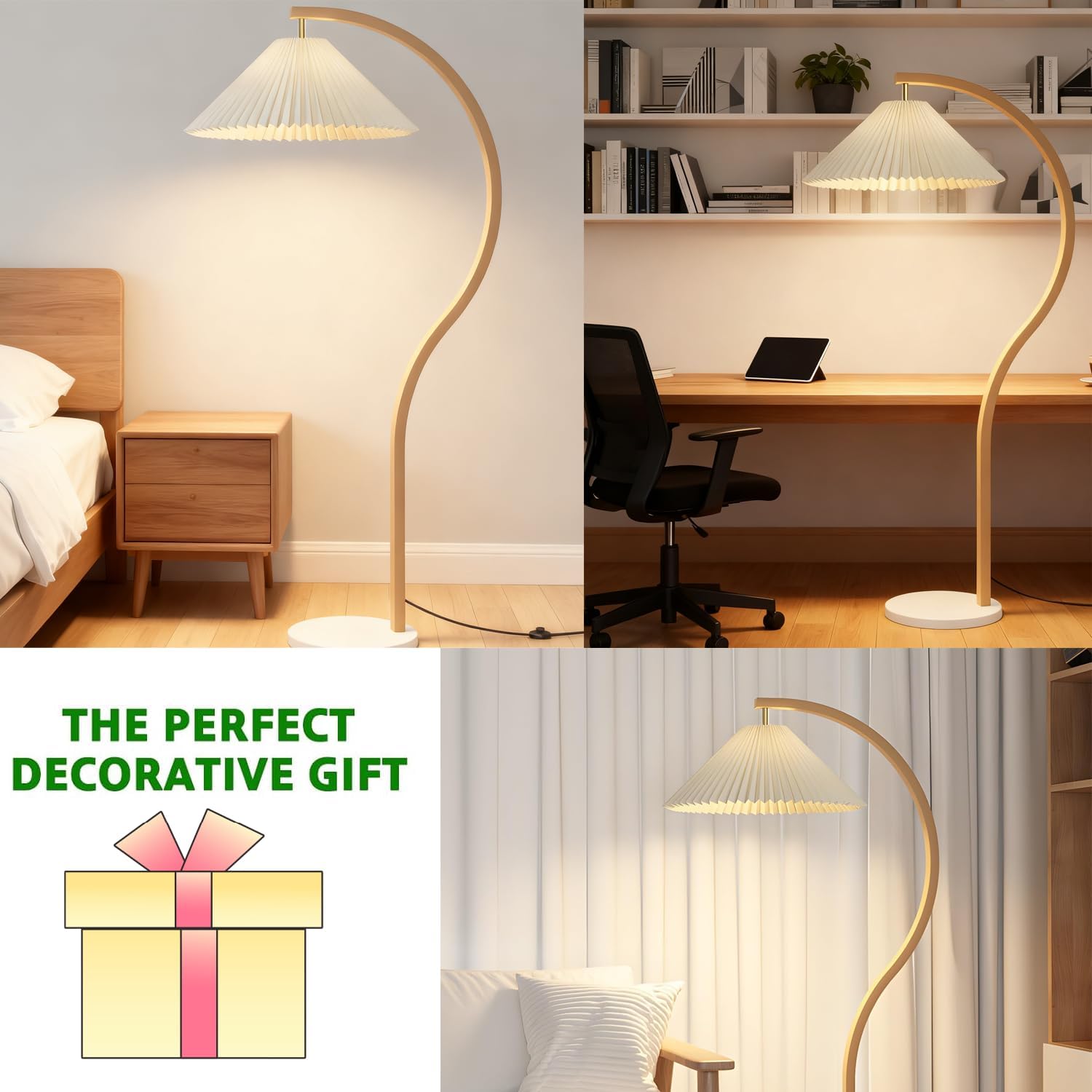 White Fabric Rotatable Arc Lamp