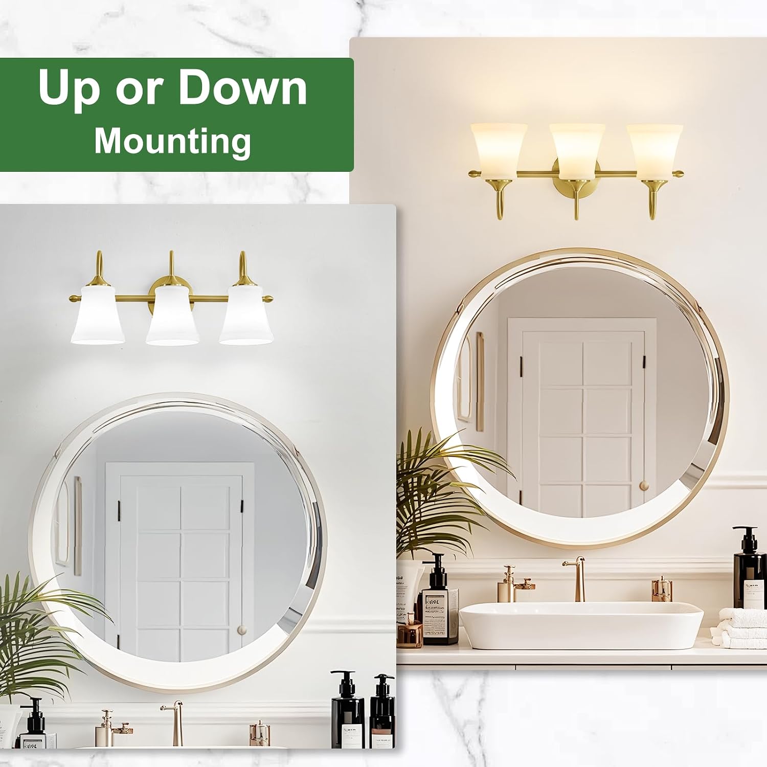 21 Inch 3-Light Brushed Gold Farmhouse Vanity Wall Sconce