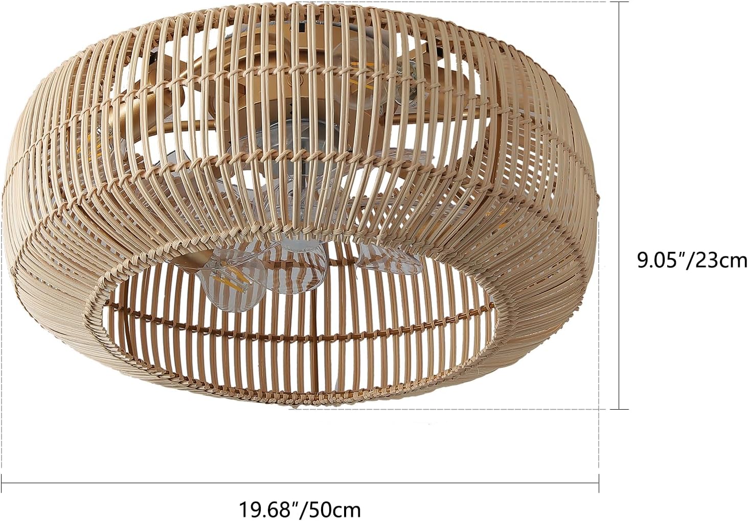 Rattan Ceiling Fan Light With Remote