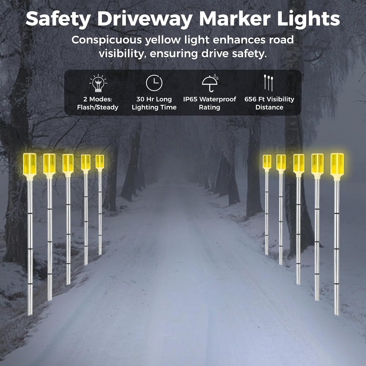 Yellow Solar Driveway Marker Lights