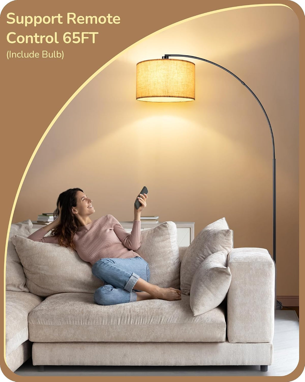Black Dimmable Arc Floor Lamp