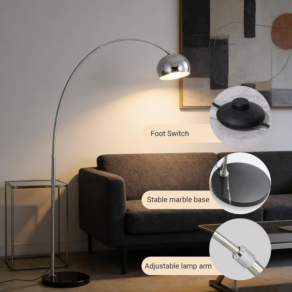 Chrome Dimmable Arc Floor Lamp