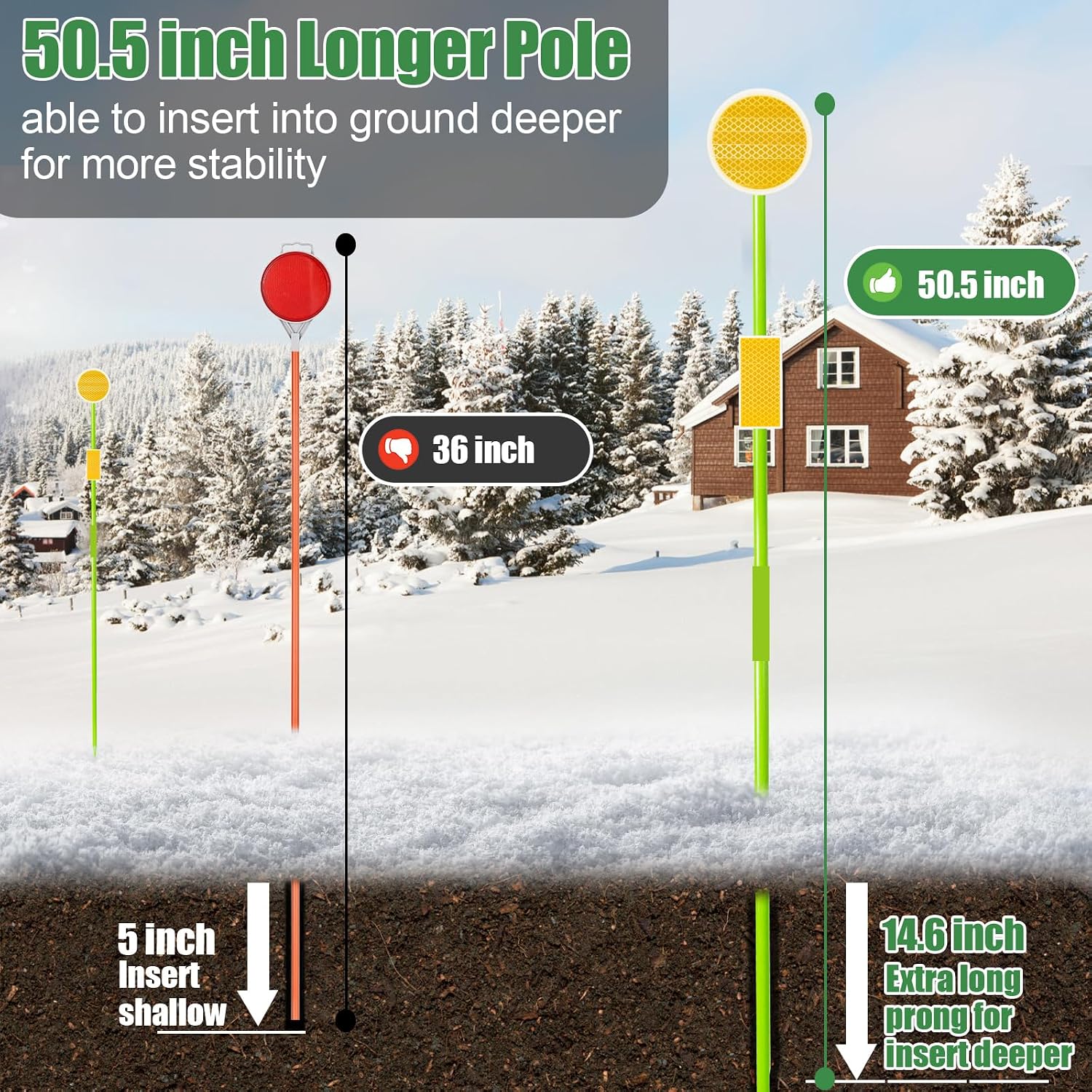 4Pcs Fiberglass Reflective Driveway Markers