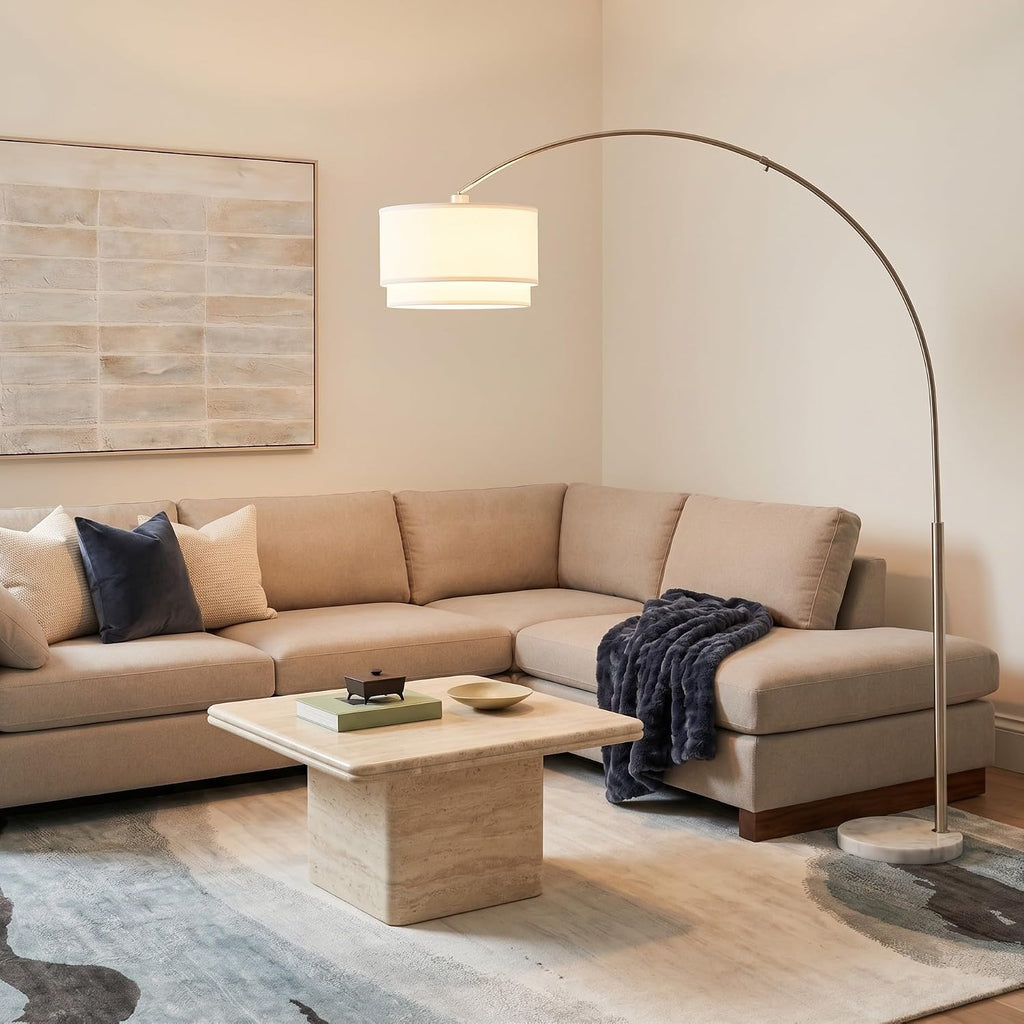 Nickel Drum Shade Arc Lamp