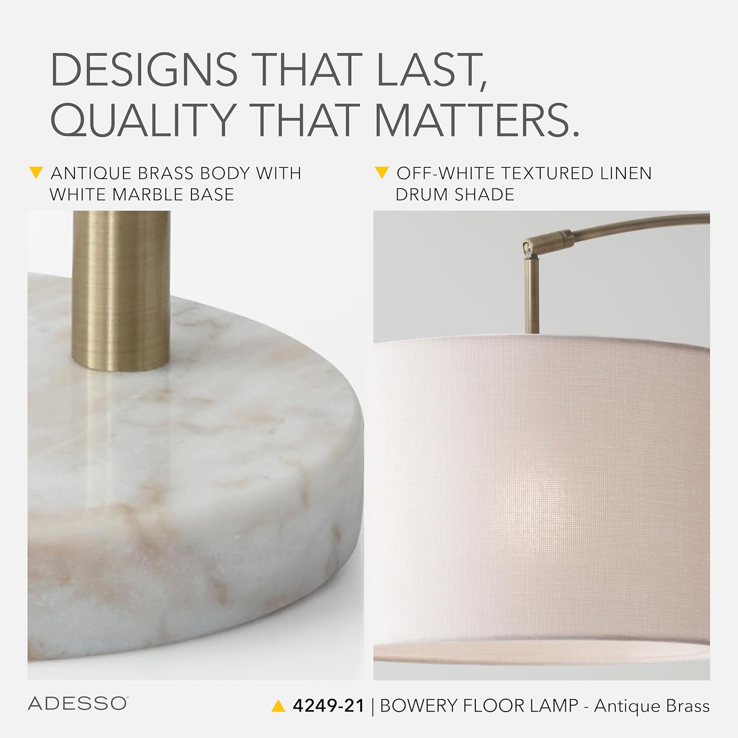 Marble Linen Shade Arc Lamp