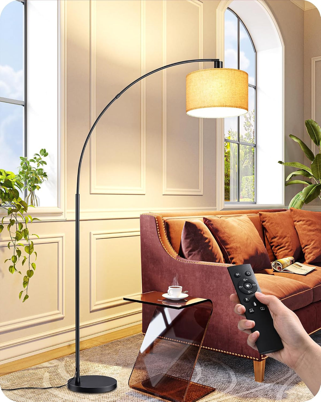 Black Dimmable Arc Floor Lamp