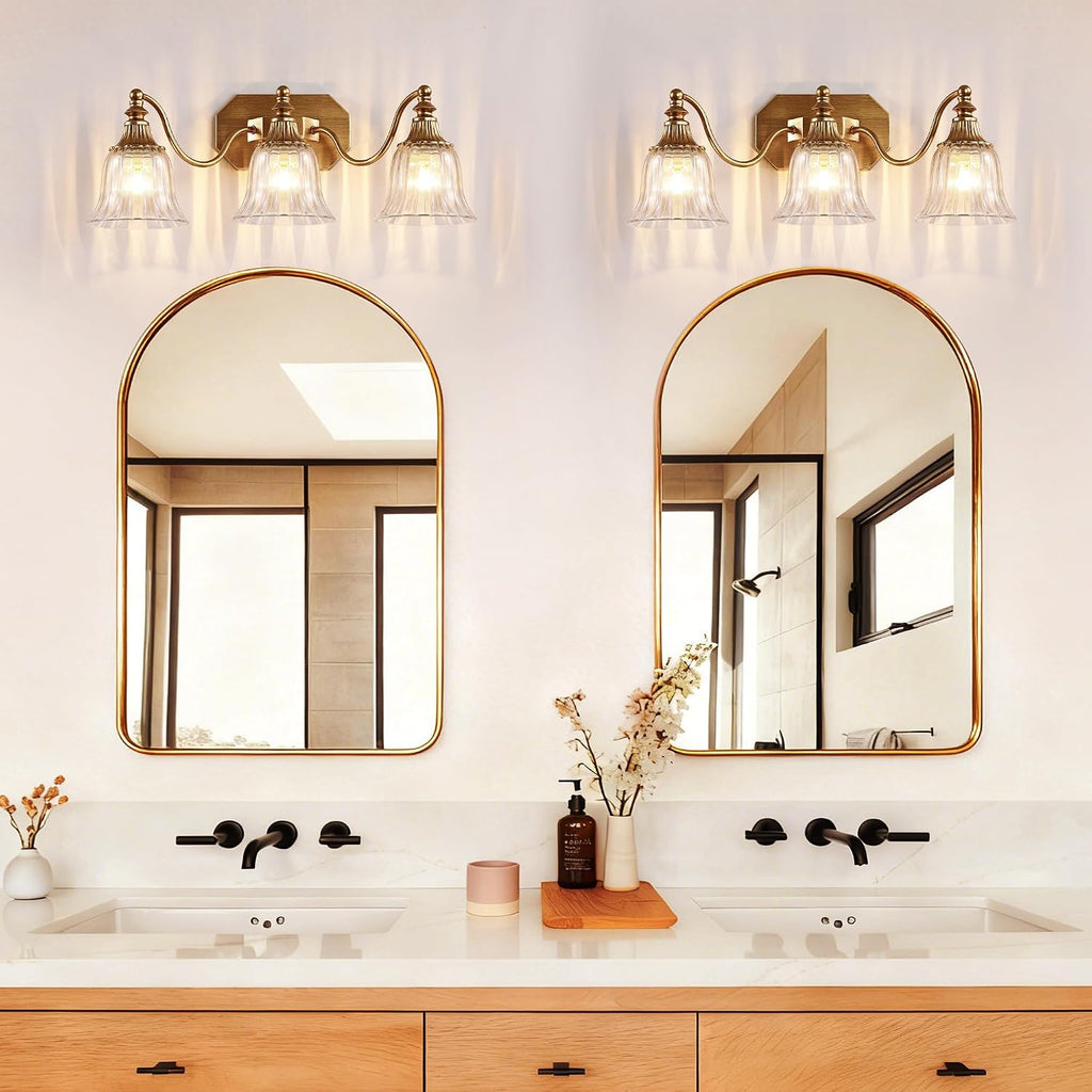 3-Light Antique Gold Crystal Vintage Vanity Wall Sconce