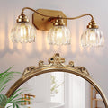 3-Light Gold Crystal Bathroom Vanity Wall Sconce