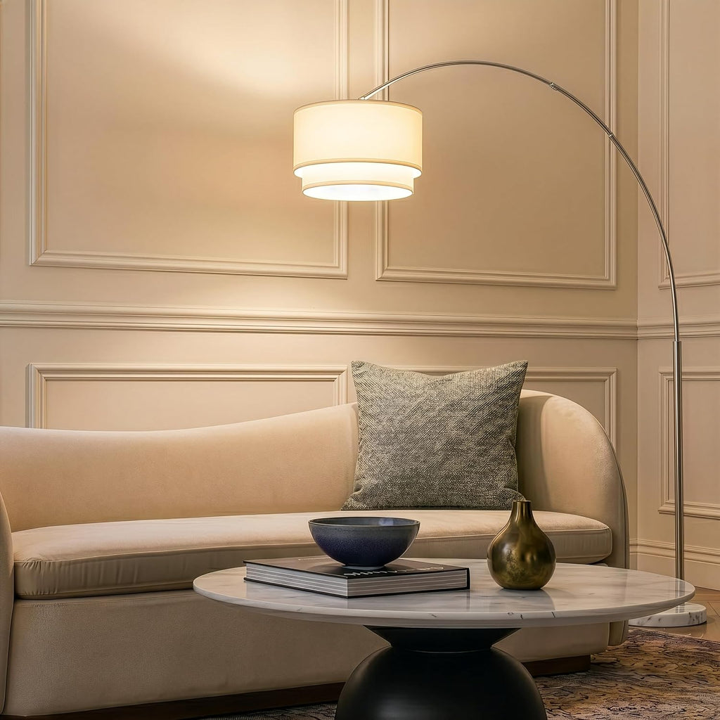 Nickel Drum Shade Arc Lamp