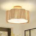 18 Inch 3-Light Rattan Boho Flush Mount Ceiling Light