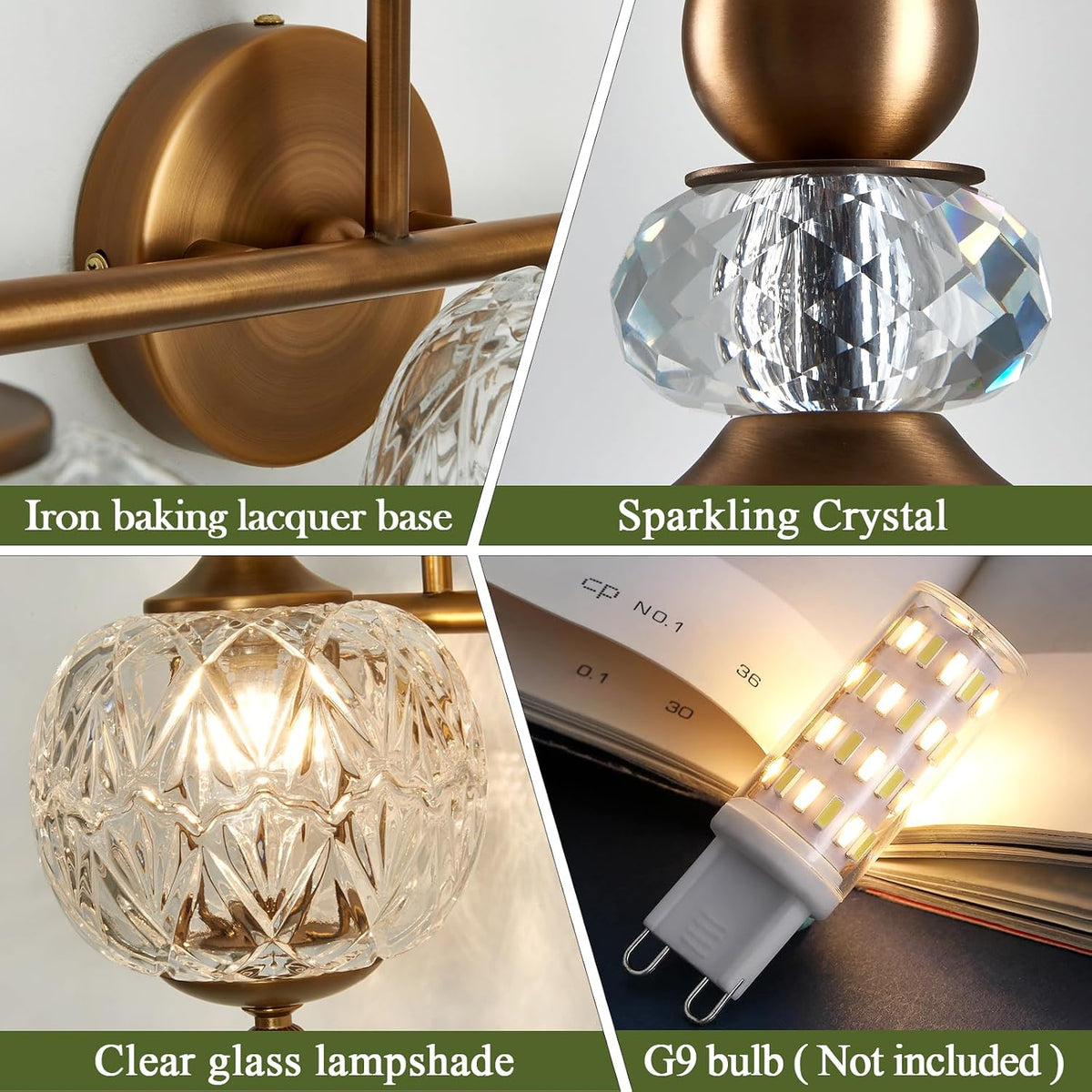 3-Light Gold Globe Glass Mid Century Vanity Wall Sconce
