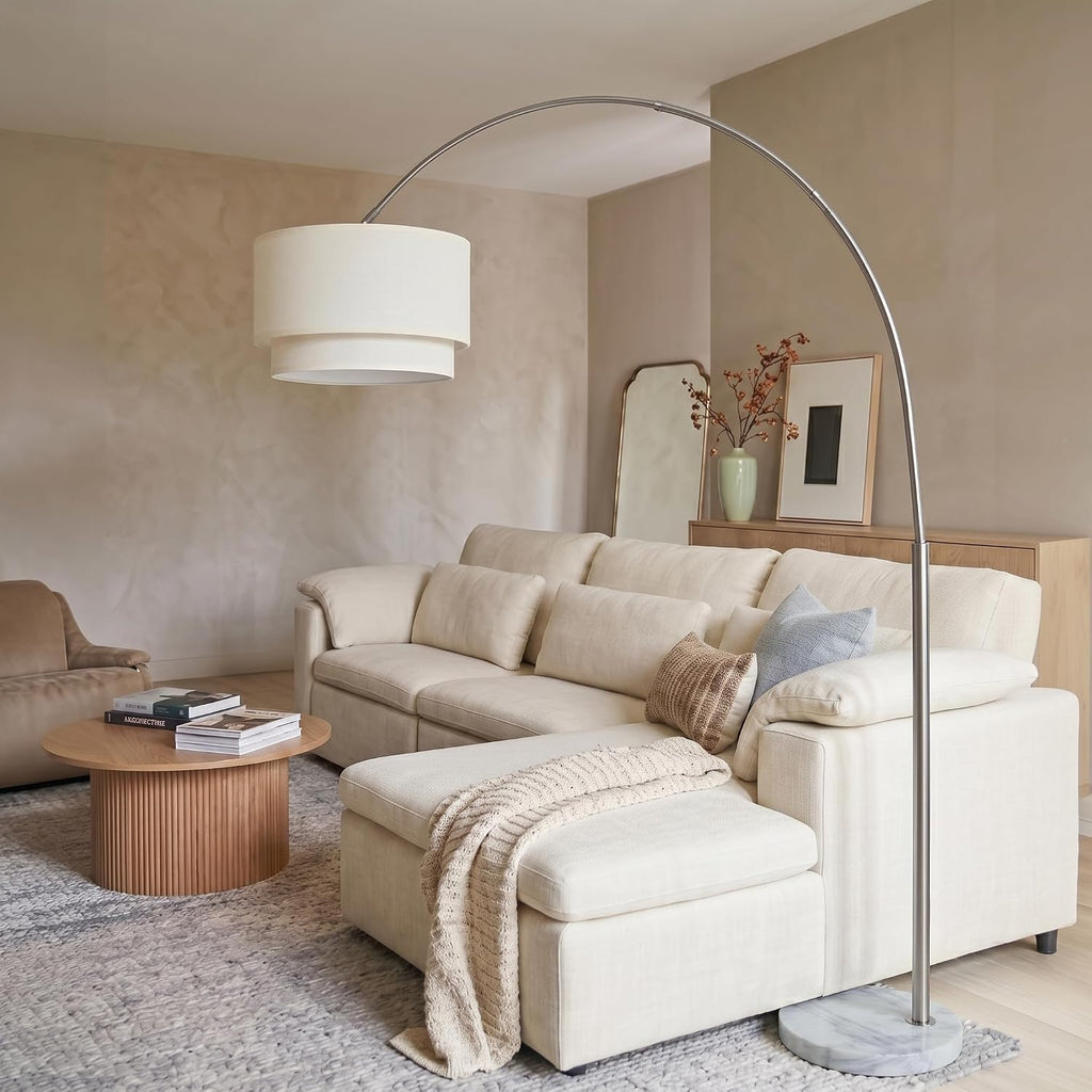 Nickel Drum Shade Arc Lamp