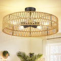 24" 5-Light Rattan Flush Ceiling Light