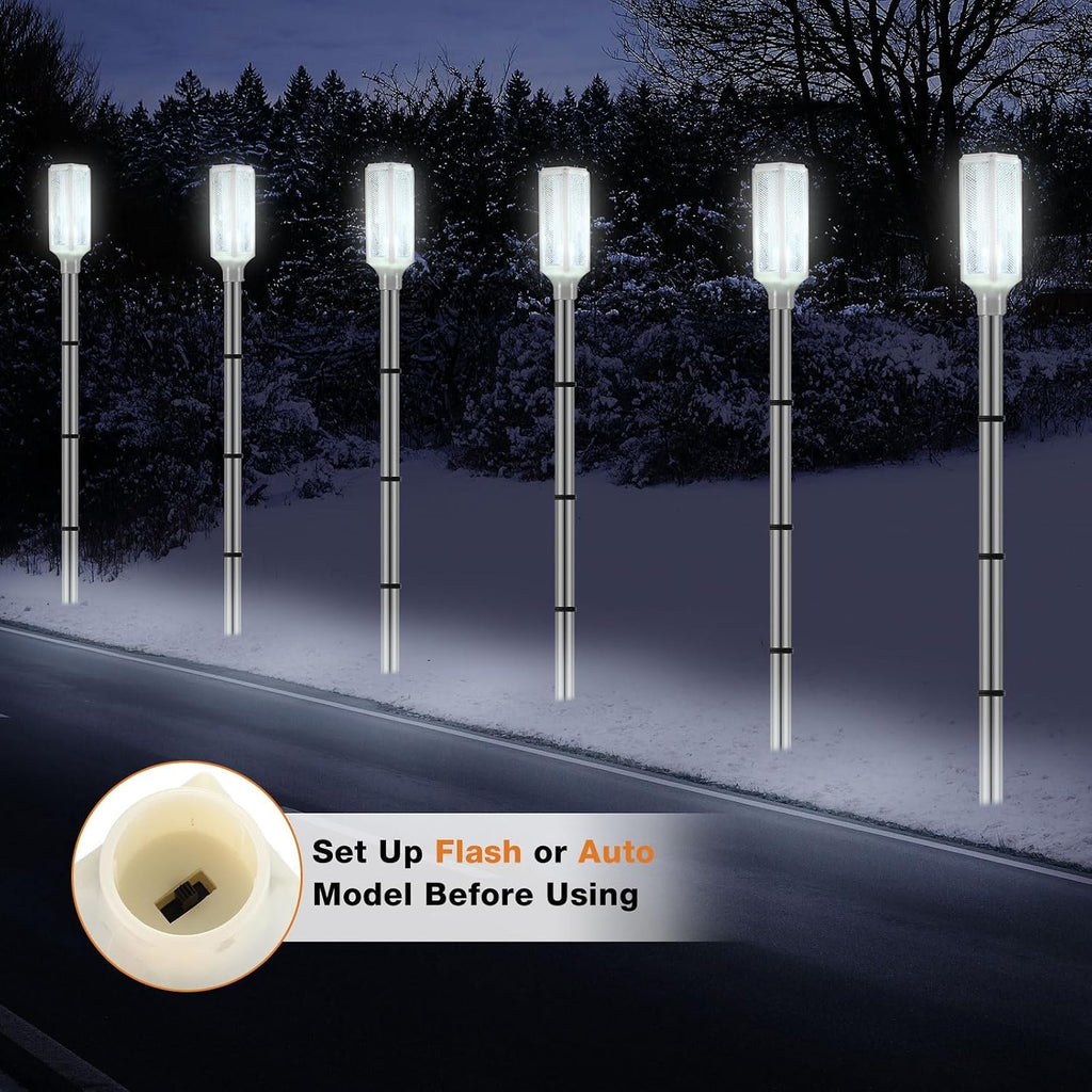 6 Pack White Solar Driveway Marker Lights